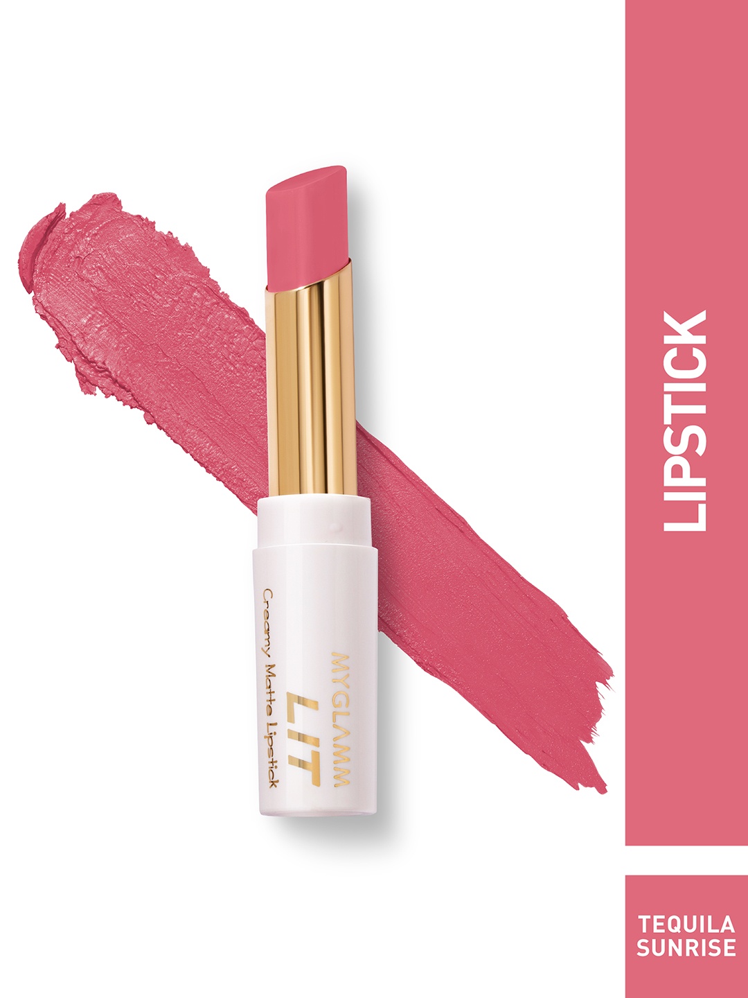 

MyGlamm Lit Creamy Matte Lipstick - Tequila Sunrise, Pink
