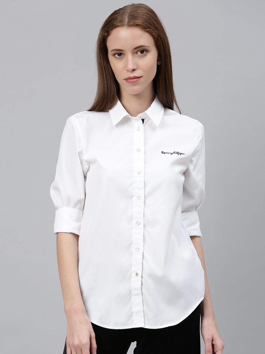 

Tommy Hilfiger Women White Regular Fit Solid Casual Shirt