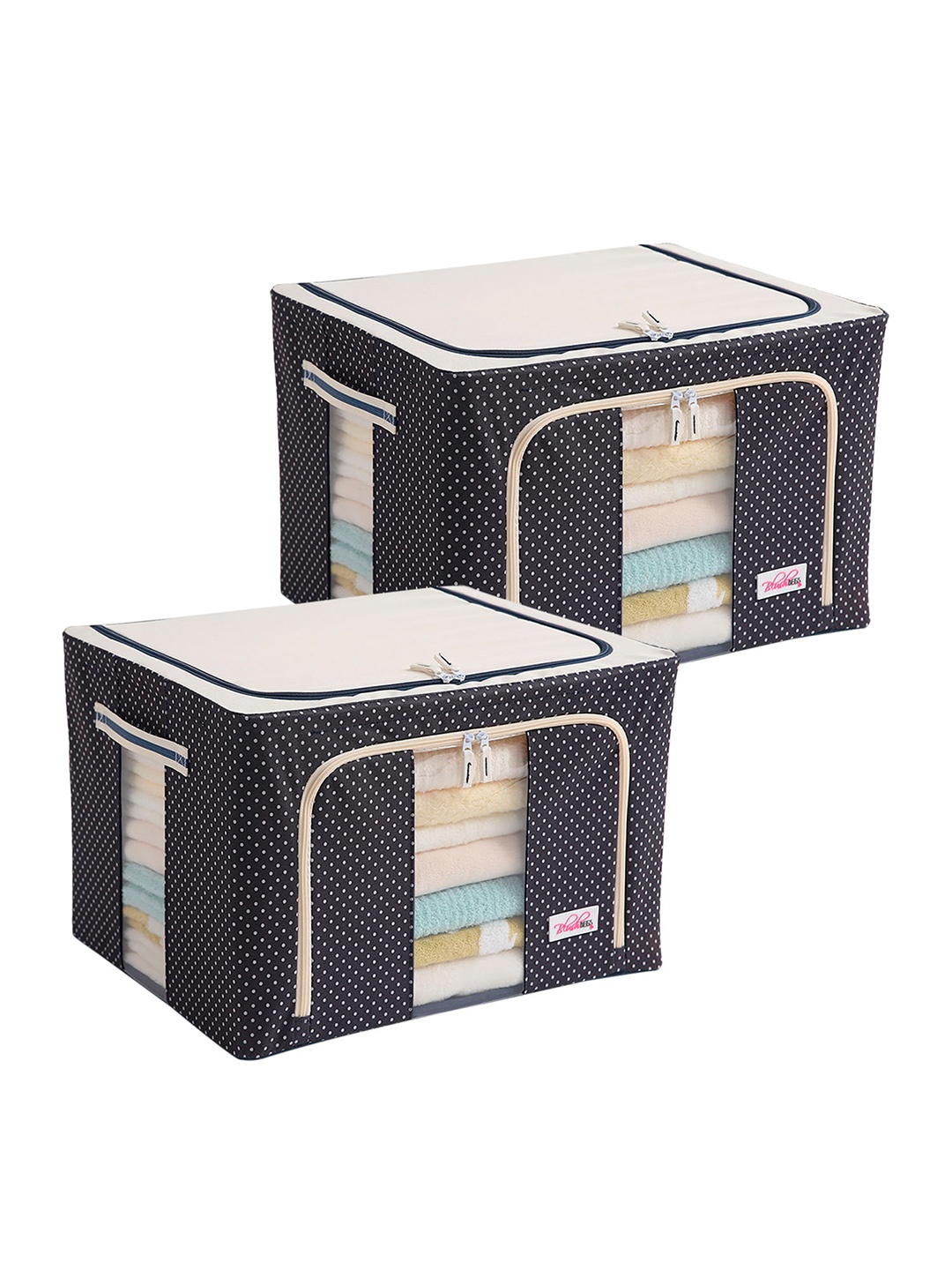 

BlushBees Set Of 2 Navy Blue & White Printed Multi-Utility Wardrobe Organisers