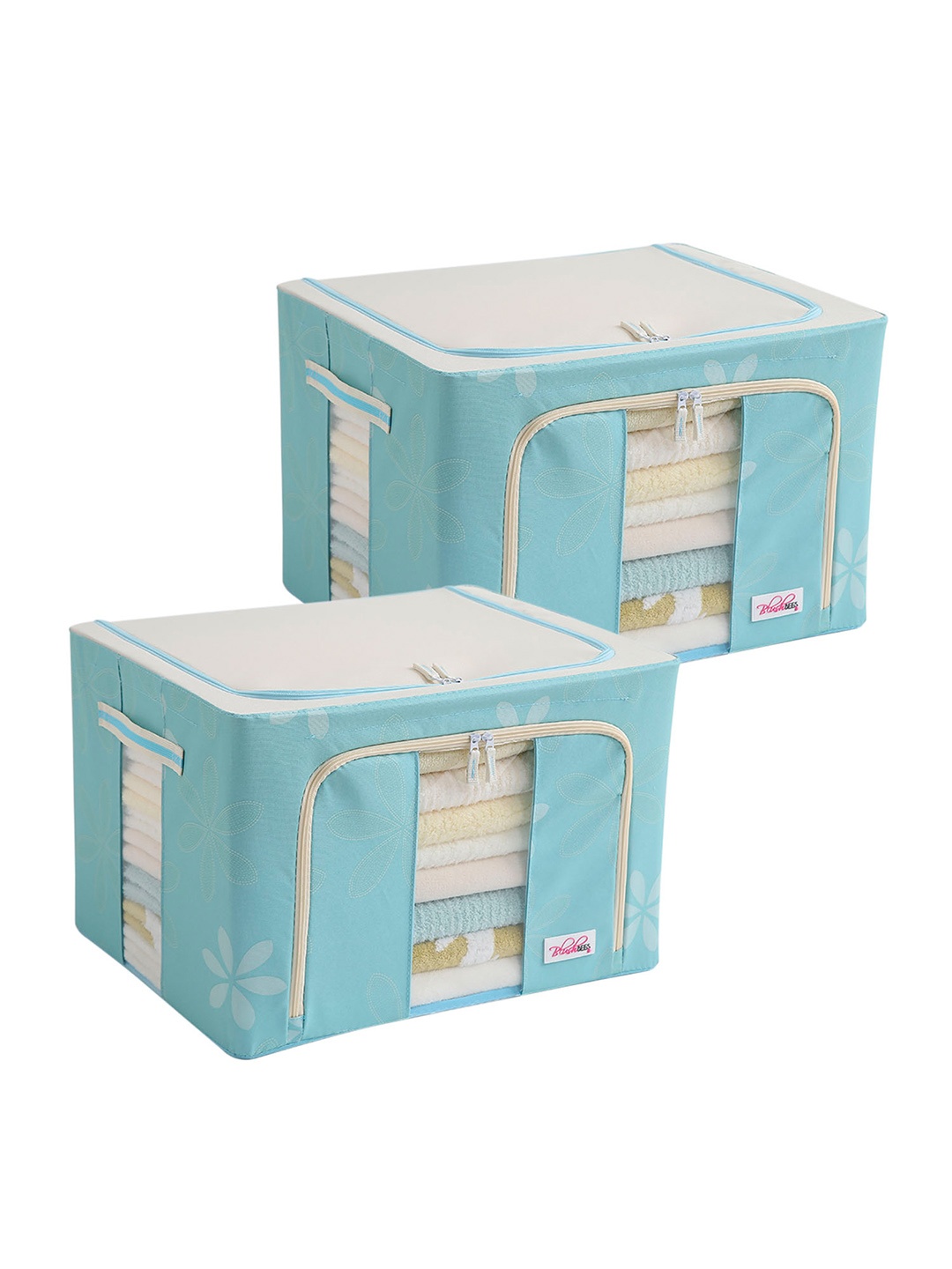 

BlushBees Set Of 2 Blue & White Printed Multi-Utility Wardrobe Organisers