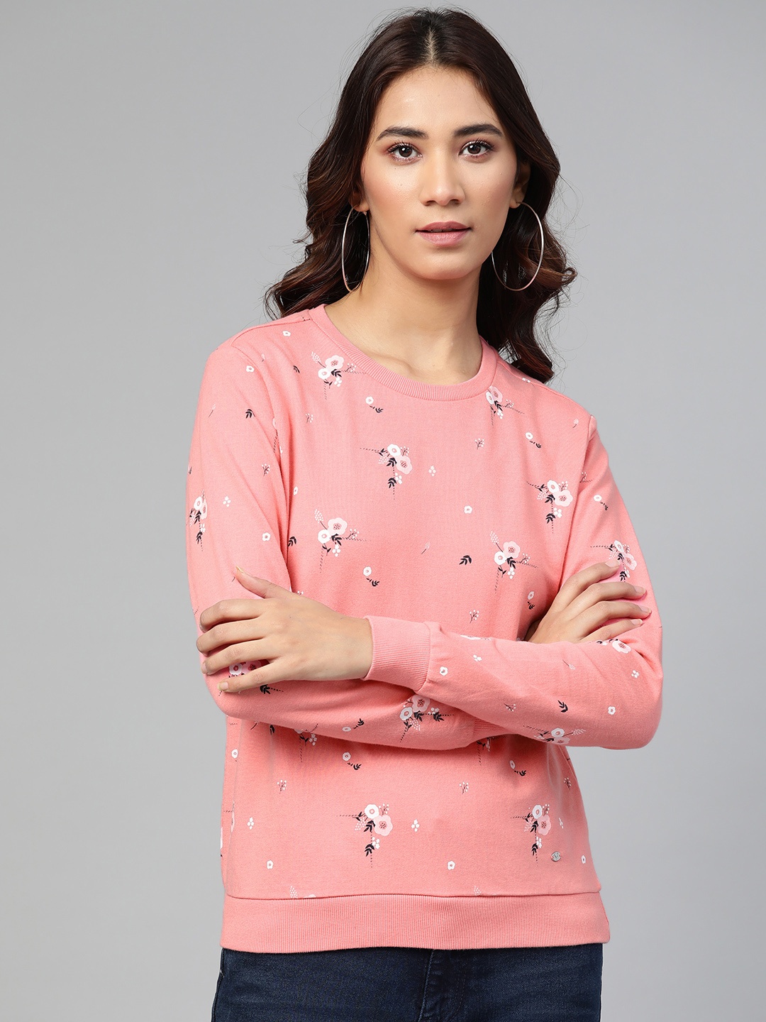

Allen Solly Woman Pink & White Floral Printed Sweatshirt