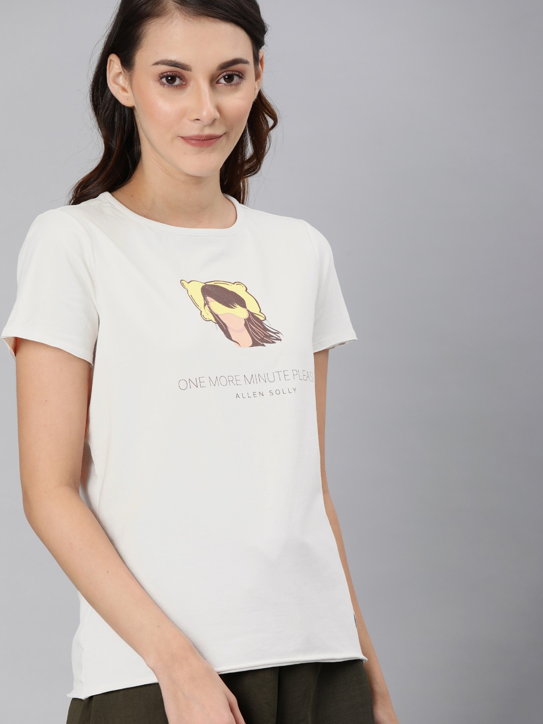 

Allen Solly Woman Women Off-White Printed Round Neck T-shirt