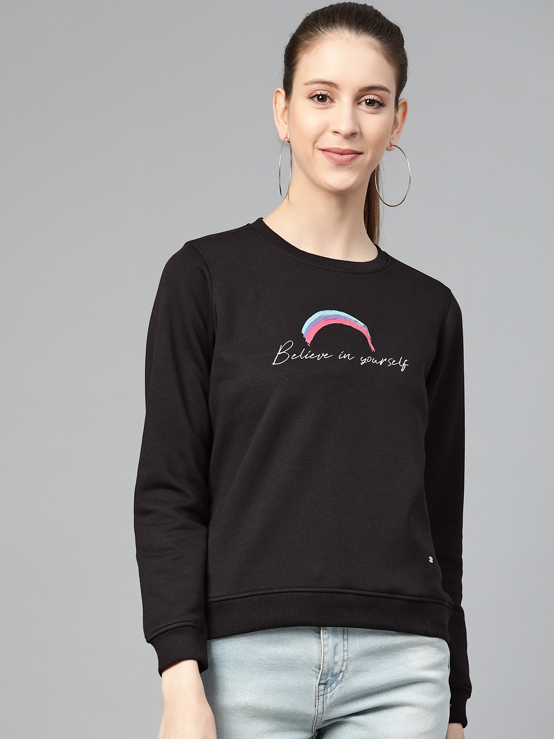 

Allen Solly Woman Black Printed Detail Sweatshirt