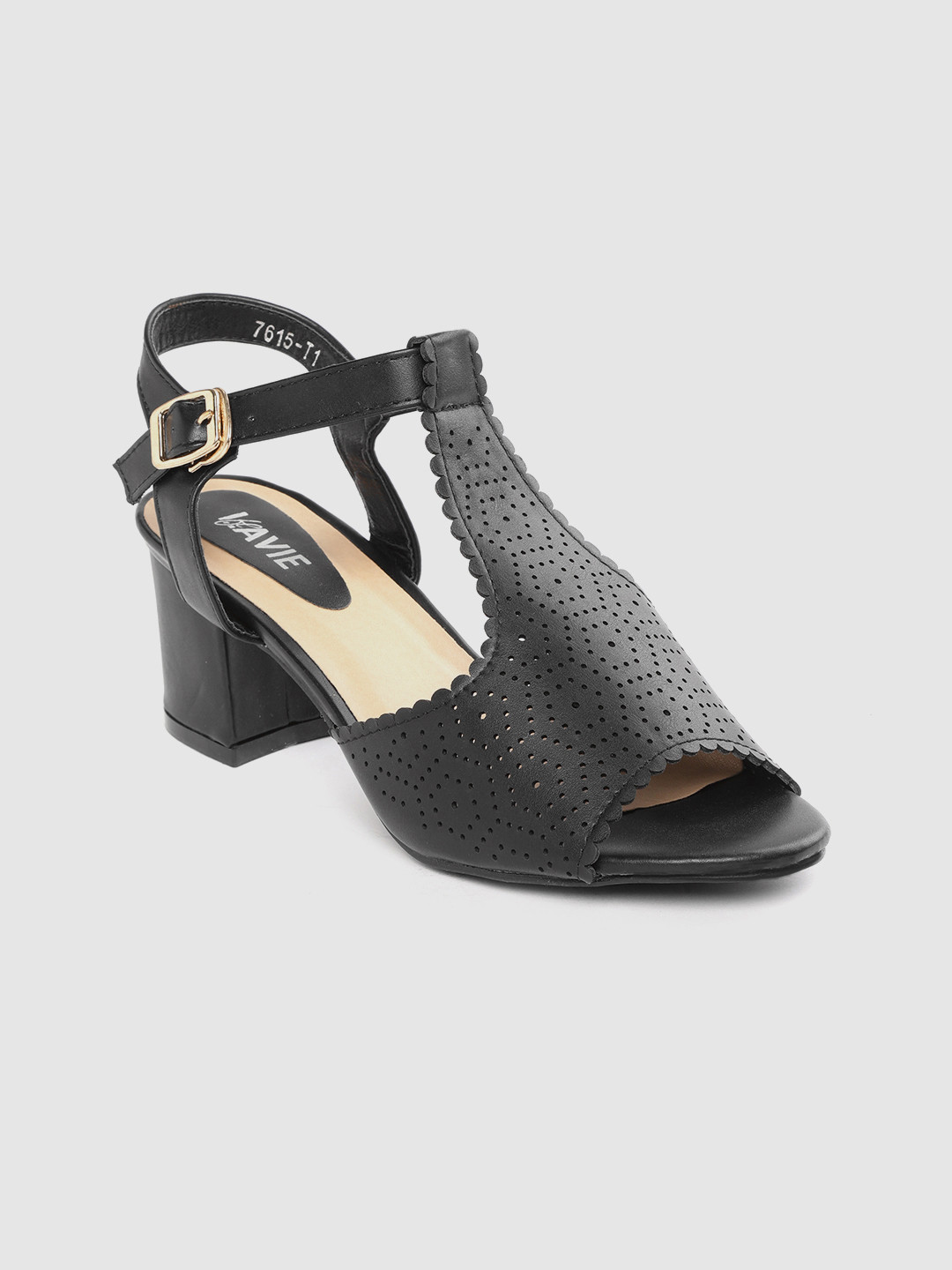 

Lavie Women Black Laser Cut Heels