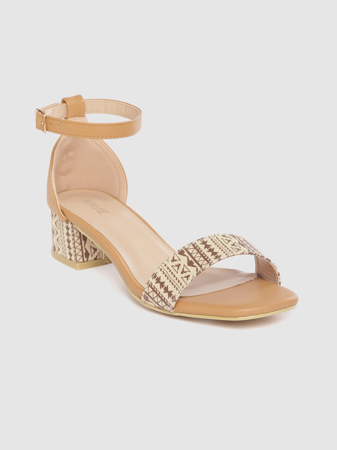 

Lavie Women Beige & Brown Aztec Print Block Heels