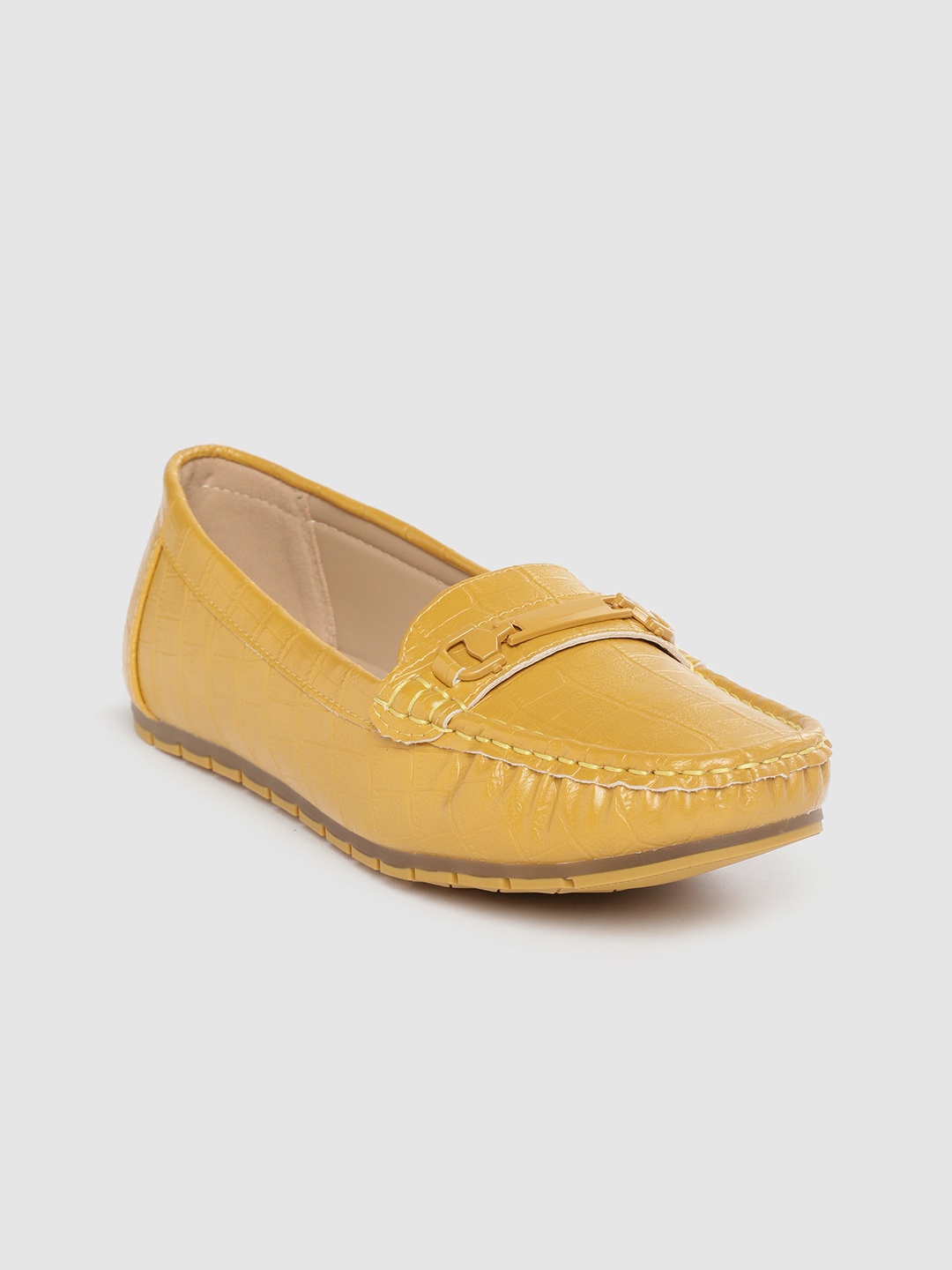 

Lavie Women Mustard Textured Loafers