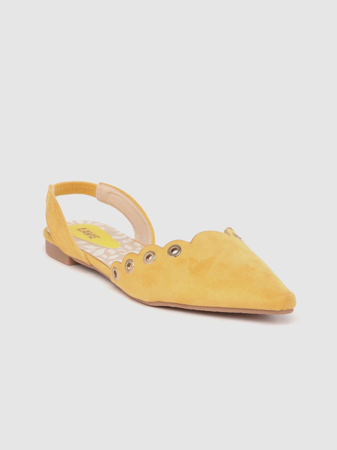 

Lavie Women Mustard Yellow Solid Flats with Rivet Detail