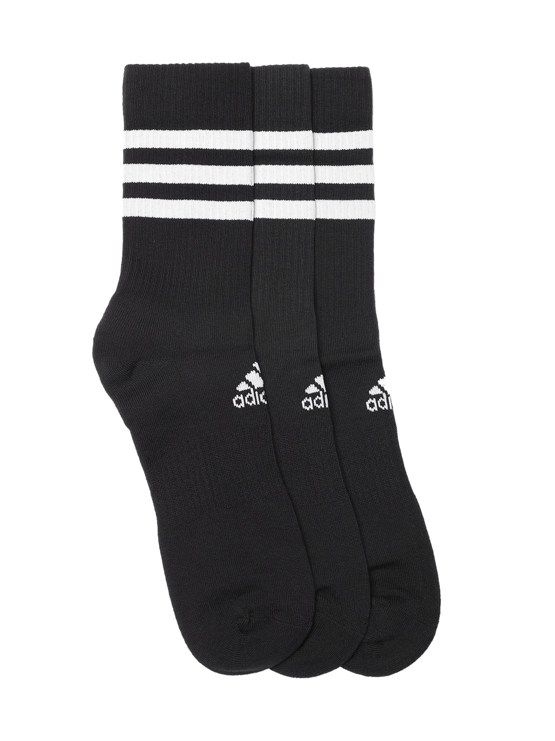 

ADIDAS Unisex Pack of 3 Black 3-Stripes CSH CRW Above Ankle-Length Training Socks