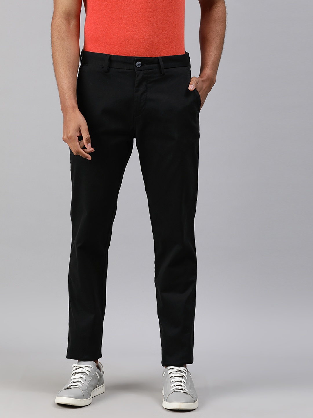 

U.S. Polo Assn. Men Black Denver Slim Fit Solid Regular Trousers