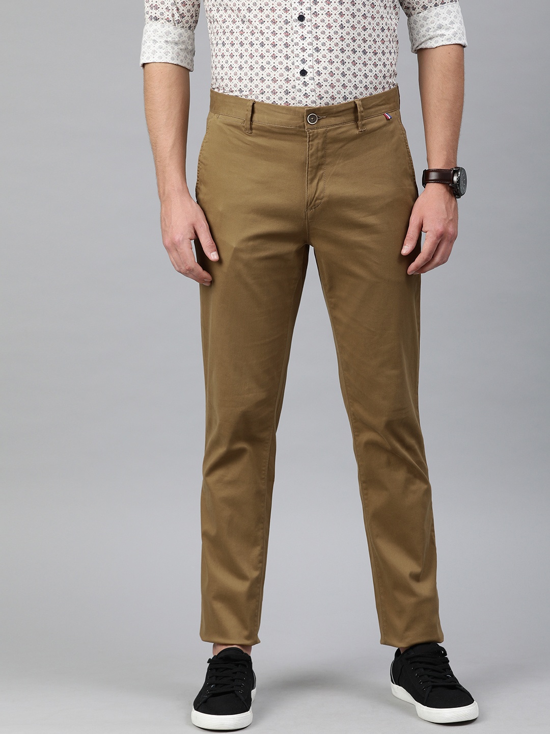 

U.S. Polo Assn. Men Khaki Denver Slim Fit Solid Regular Trousers