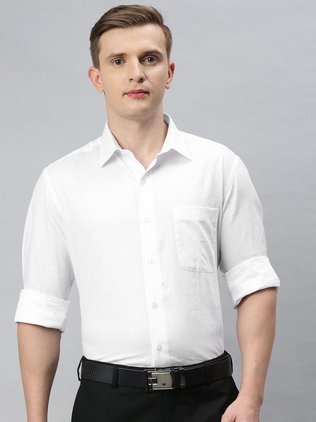 

Arrow Men White Regular Fit Self Design Formal Shirt
