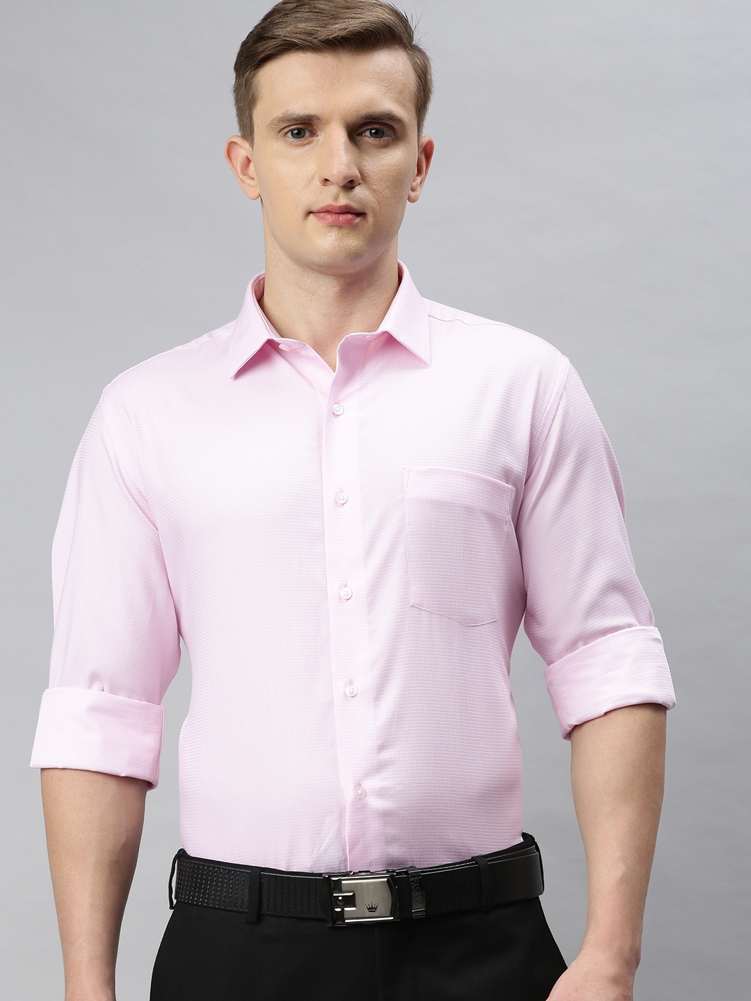 

Arrow Men Pink Regular Fit Self Design Formal Shirt
