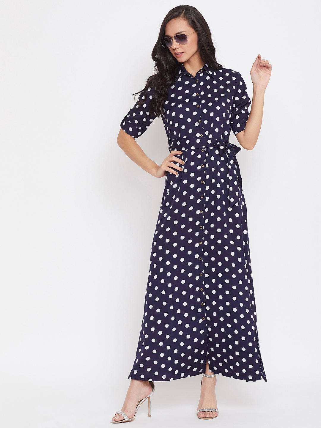 

Uptownie Lite Printed Maxi Shirt Dress, Navy blue