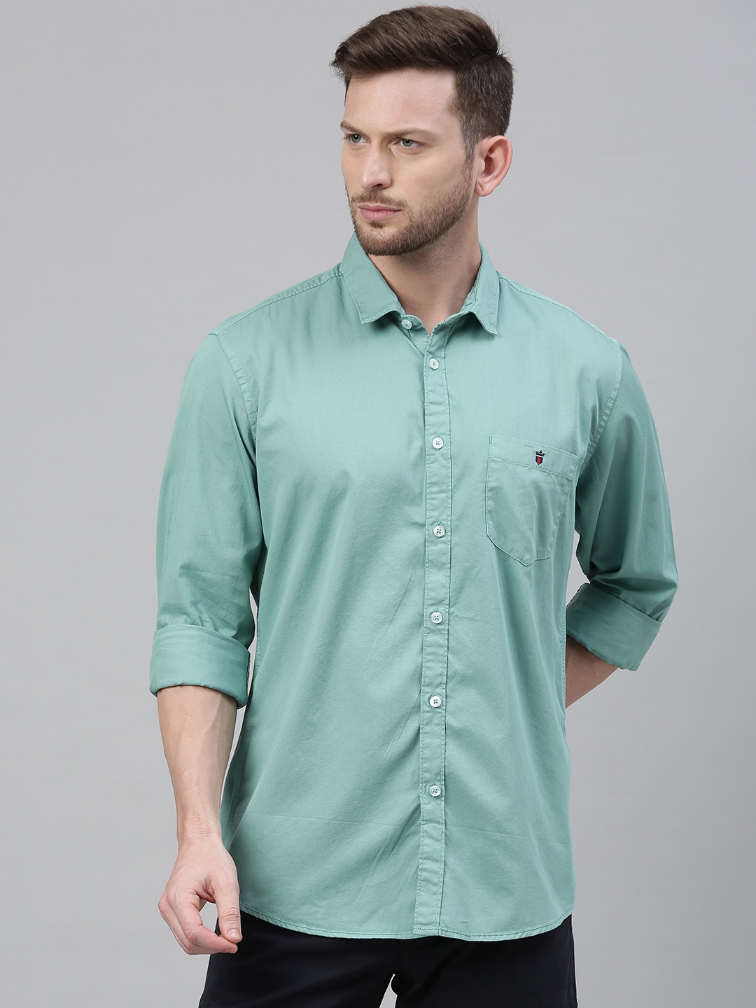 

Louis Philippe Jeans Men Green Slim Fit Solid Casual Shirt