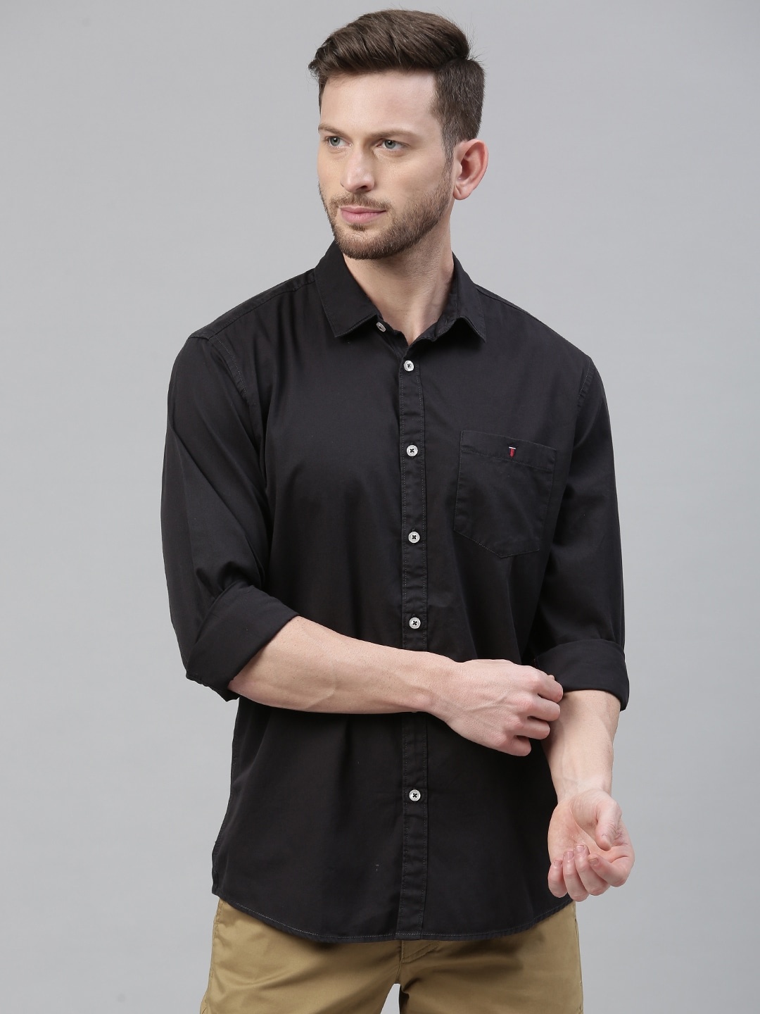 

Louis Philippe Jeans Men Charcoal Grey Slim Fit Solid Casual Shirt