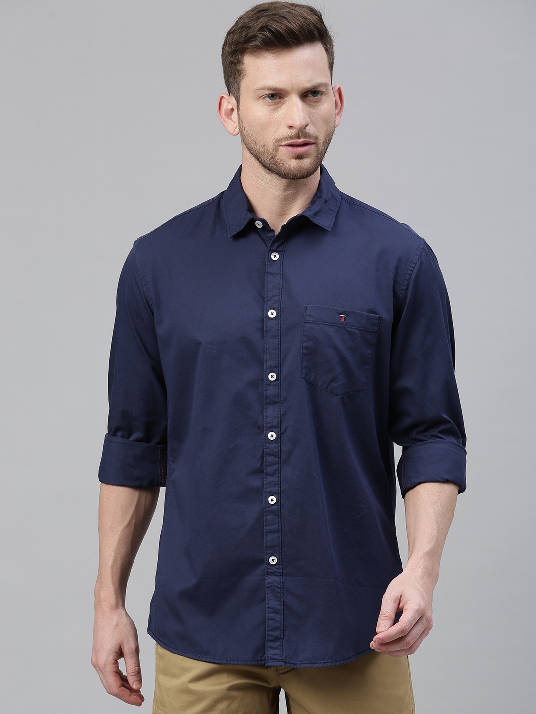 

Louis Philippe Jeans Men Navy Blue Regular Fit Solid Casual Shirt