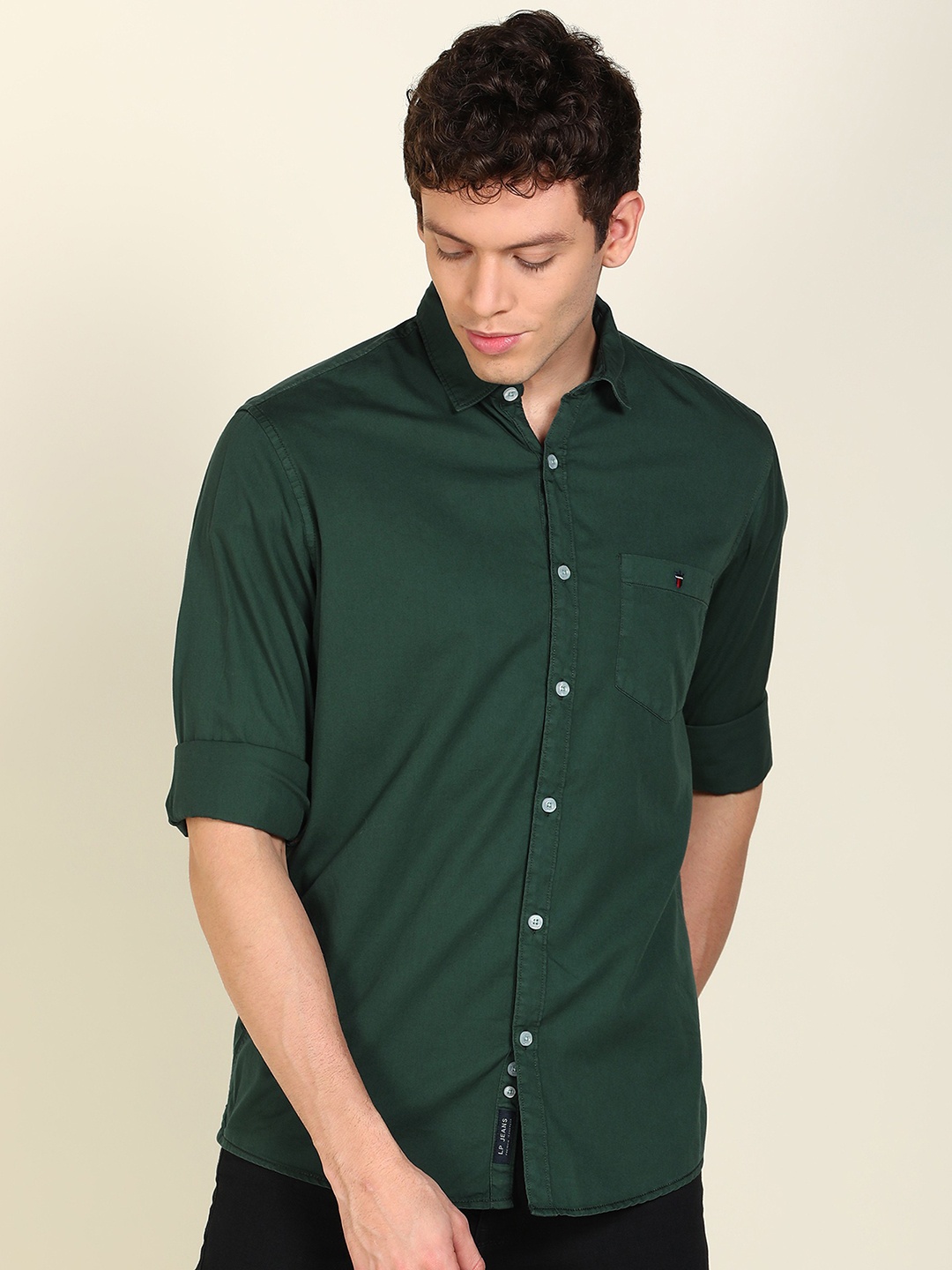 

Louis Philippe Jeans Men Green Slim Fit Casual Shirt