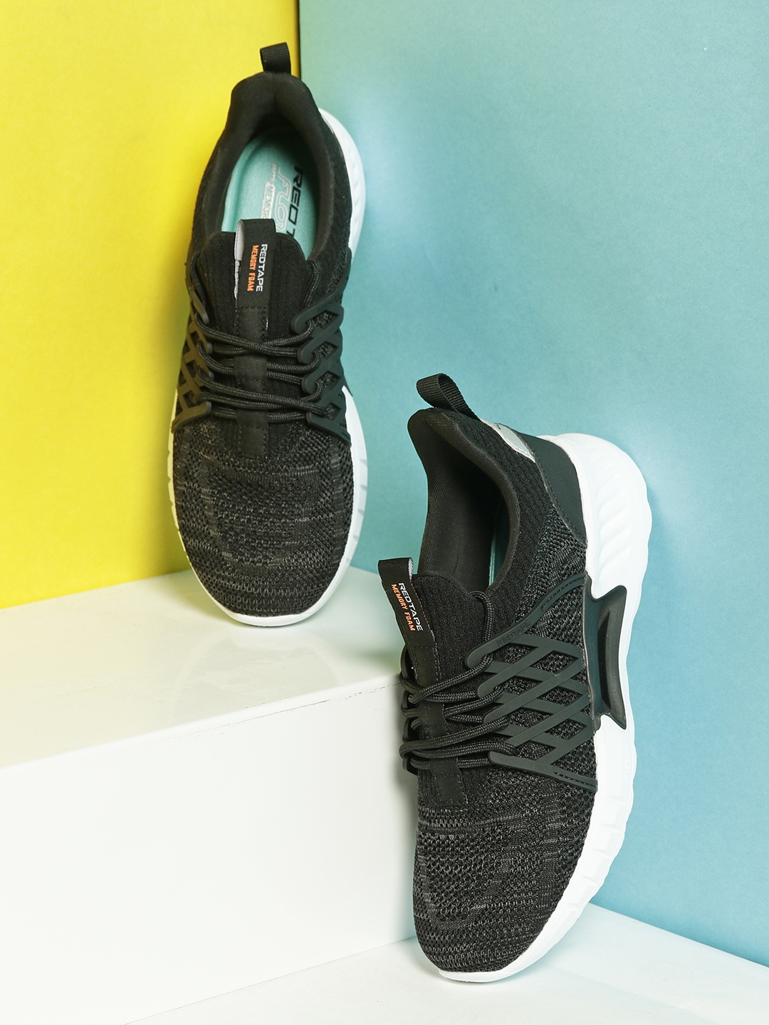 

Red Tape Women Black Textile Walking Shoes