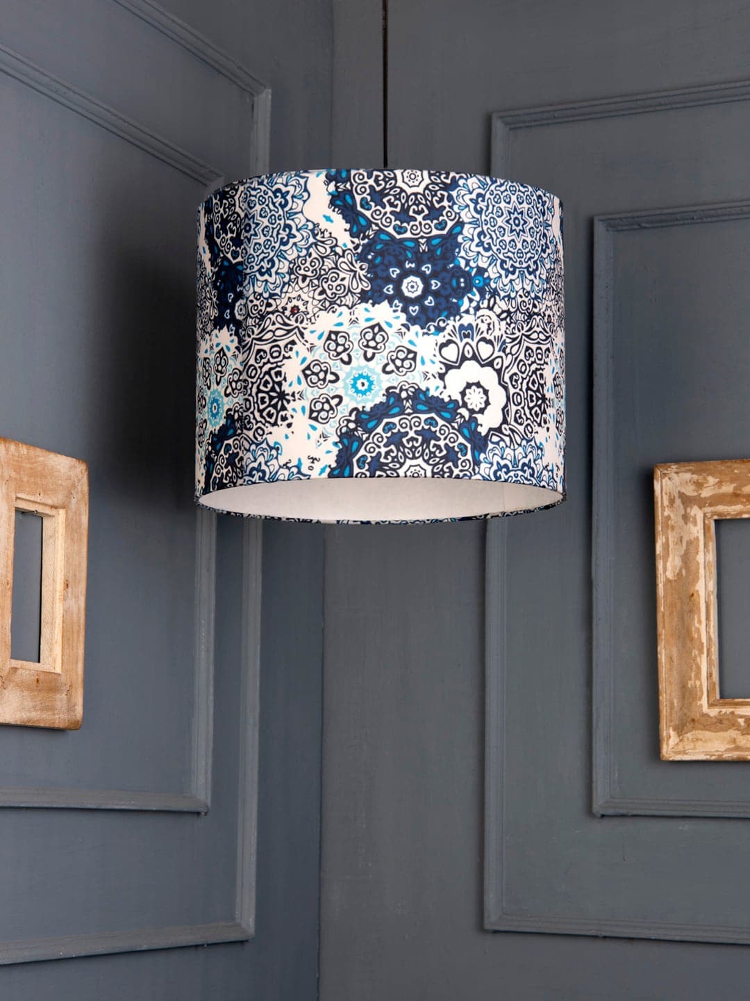 

green girgit Blue & White Batik Printed Hanging Light