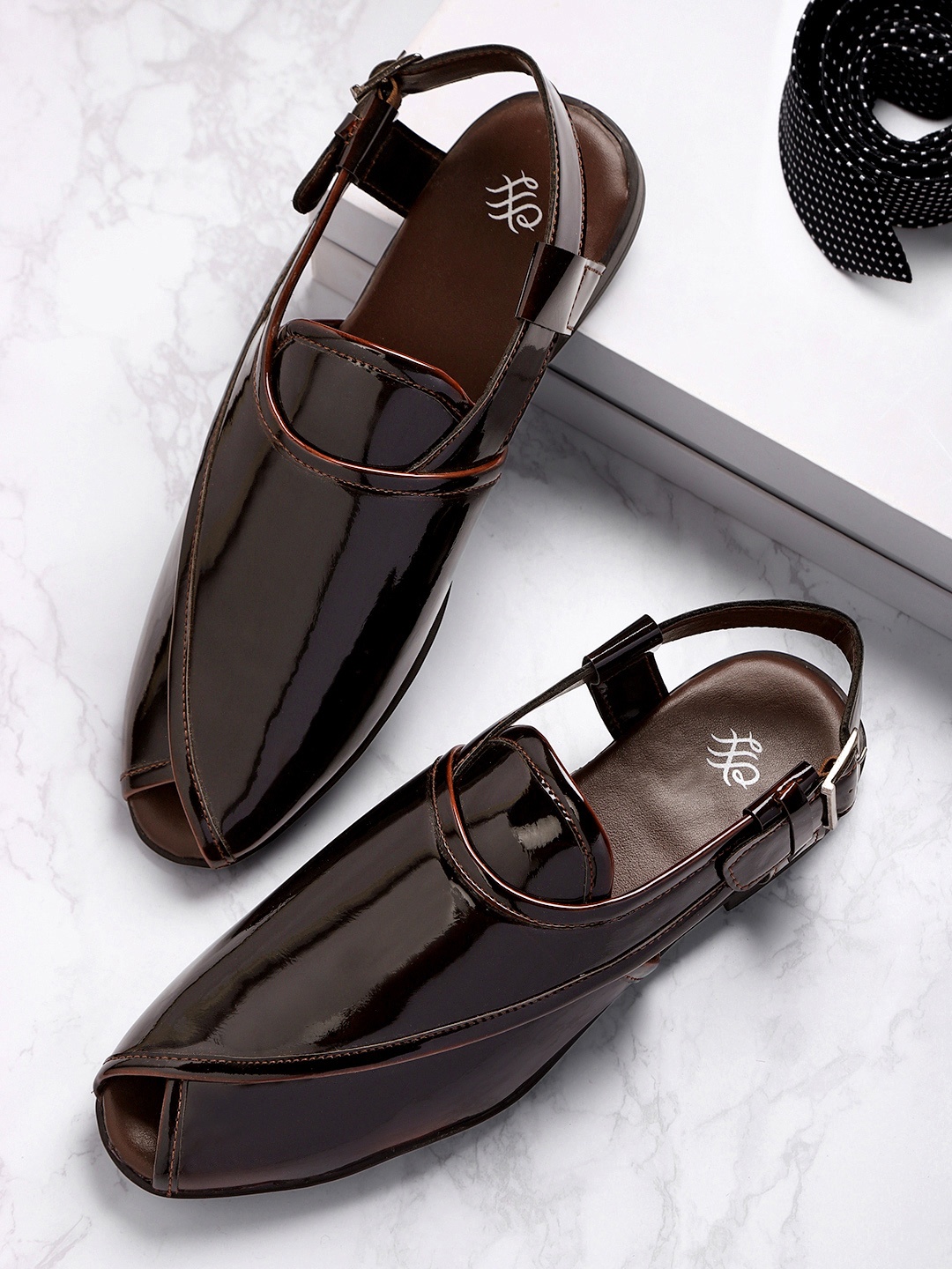 

House of Pataudi Men Burgundy Shoe-Style Sandals