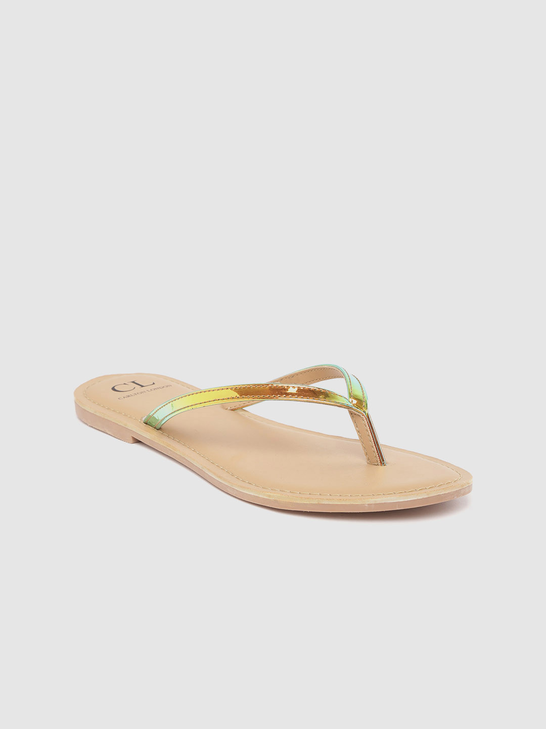 

Carlton London Women Gold-Toned Iridescent Open Toe Flats