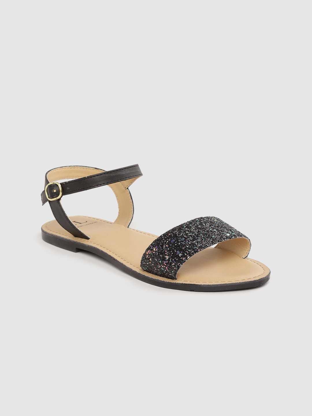 

Carlton London Women Black Embellished Open Toe Flats