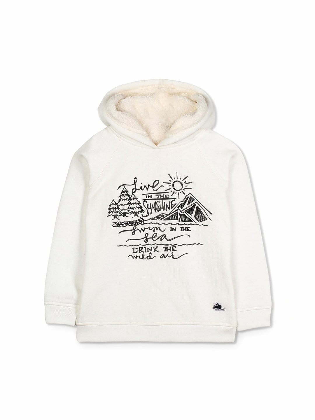 

Cherry Crumble Unisex Kids White Printed Hooded Sweatshirt