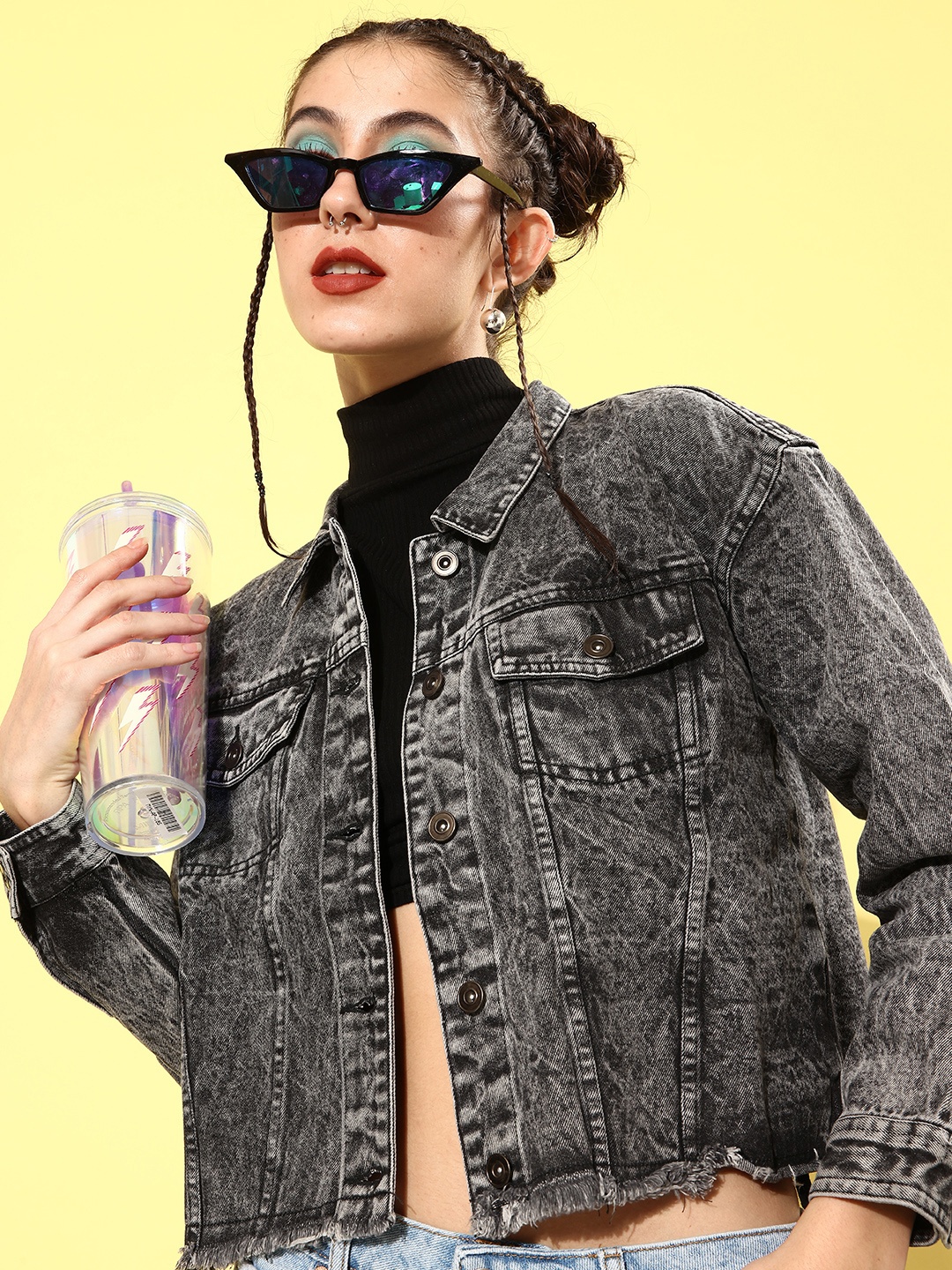 

Harvard Women Grey Washed Oversized Layer Jacket