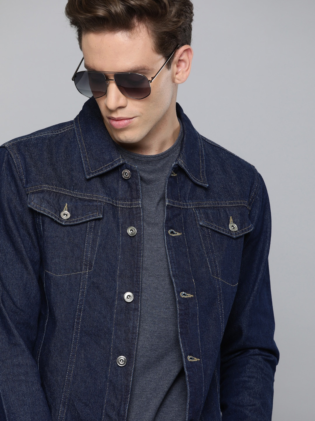 

Harvard Men Blue Washed Denim Jacket