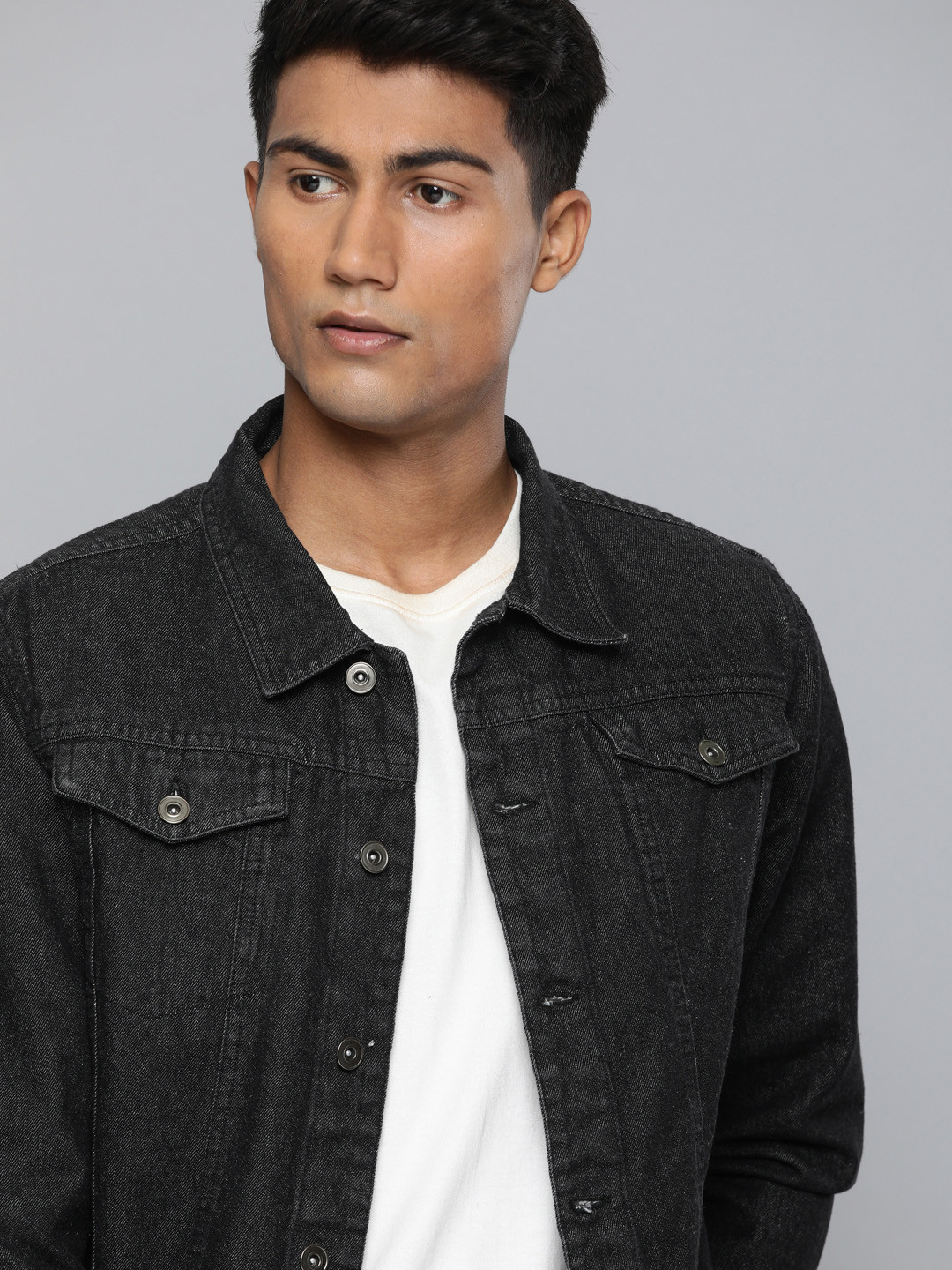 

Harvard Men Black Washed Denim Jacket