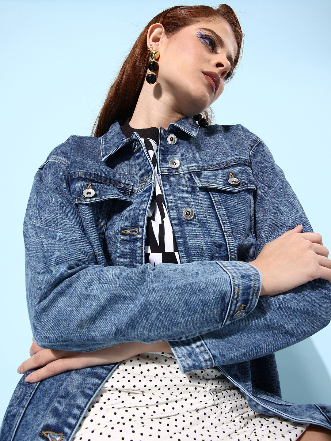 

Harvard Women Medium Blue Washed Pure Cotton Denim Jacket