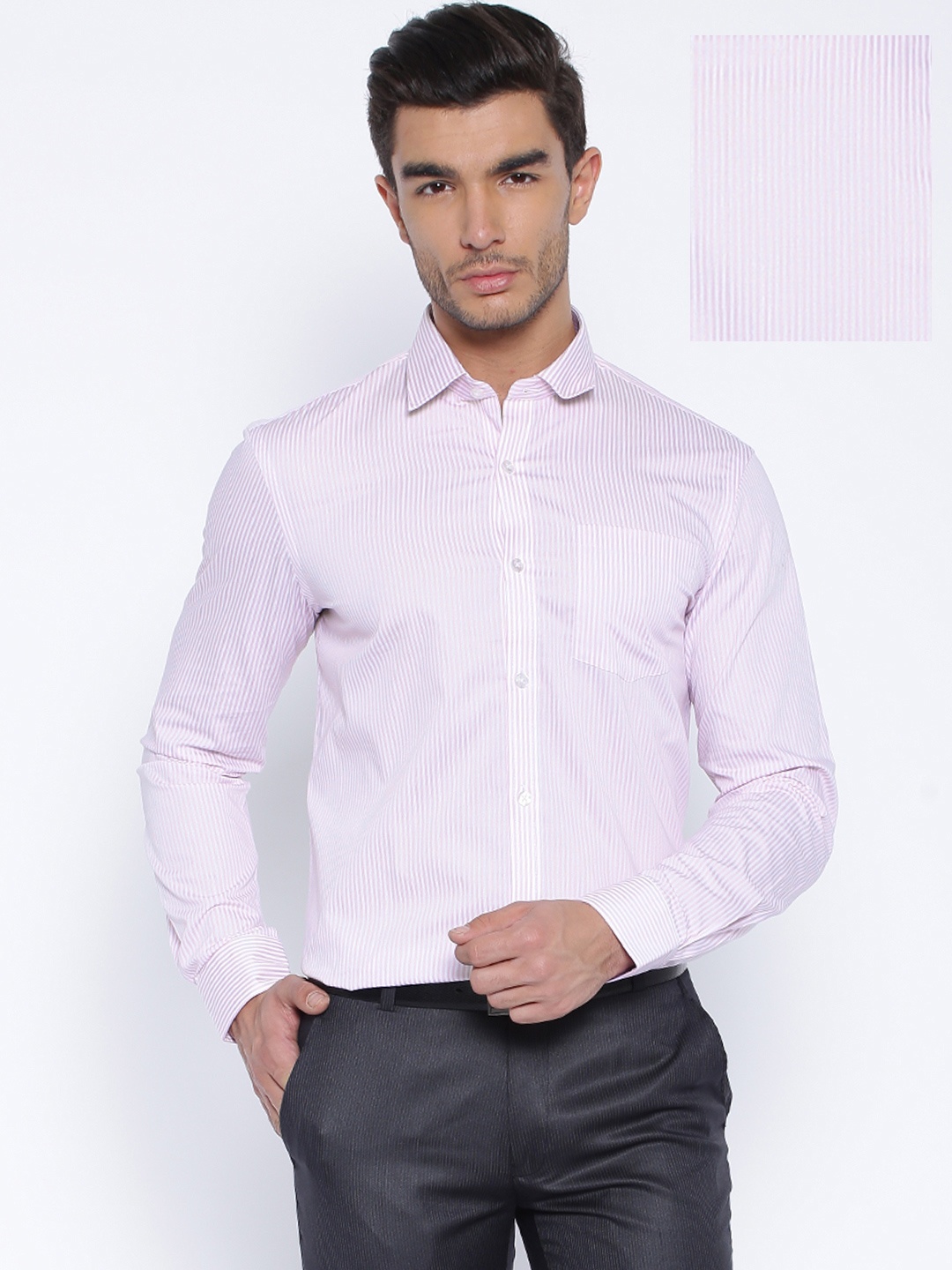 

Arrow Pink & White Striped Slim Fit Formal Shirt