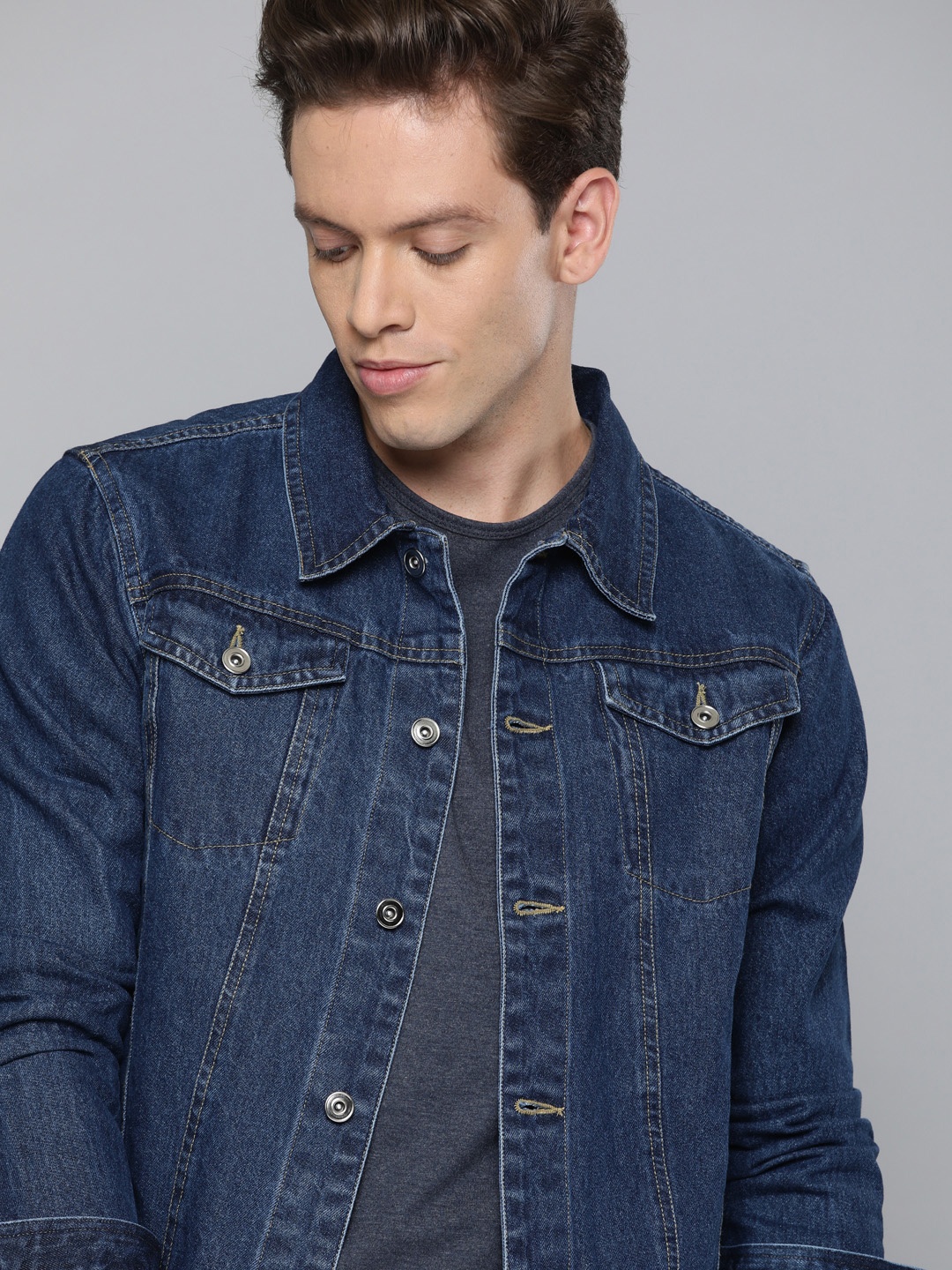 

Harvard Men Blue Washed Denim Jacket