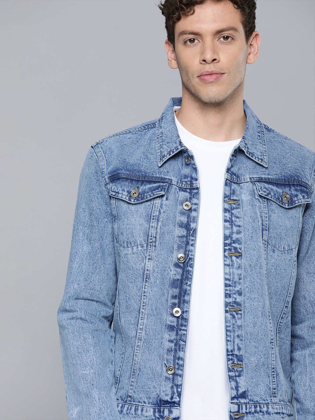 

Harvard Men Blue Washed Denim Jacket