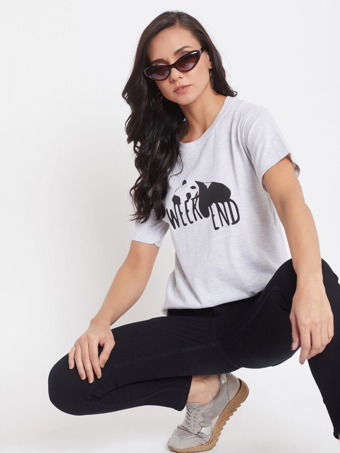 

Uptownie Lite Women Cotton Round Neck T-shirt, Grey