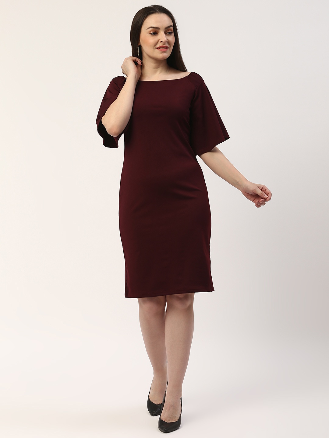 

ZIZO By Namrata Bajaj Women Burgundy Solid Sheath Dress