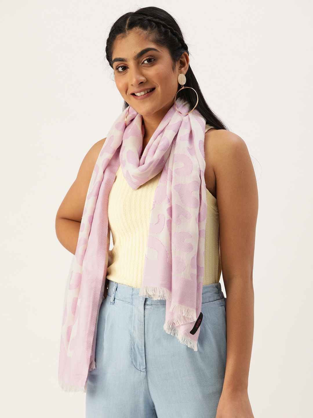 

Ayesha Women Purple & Off-White Leopard Printed Scarf