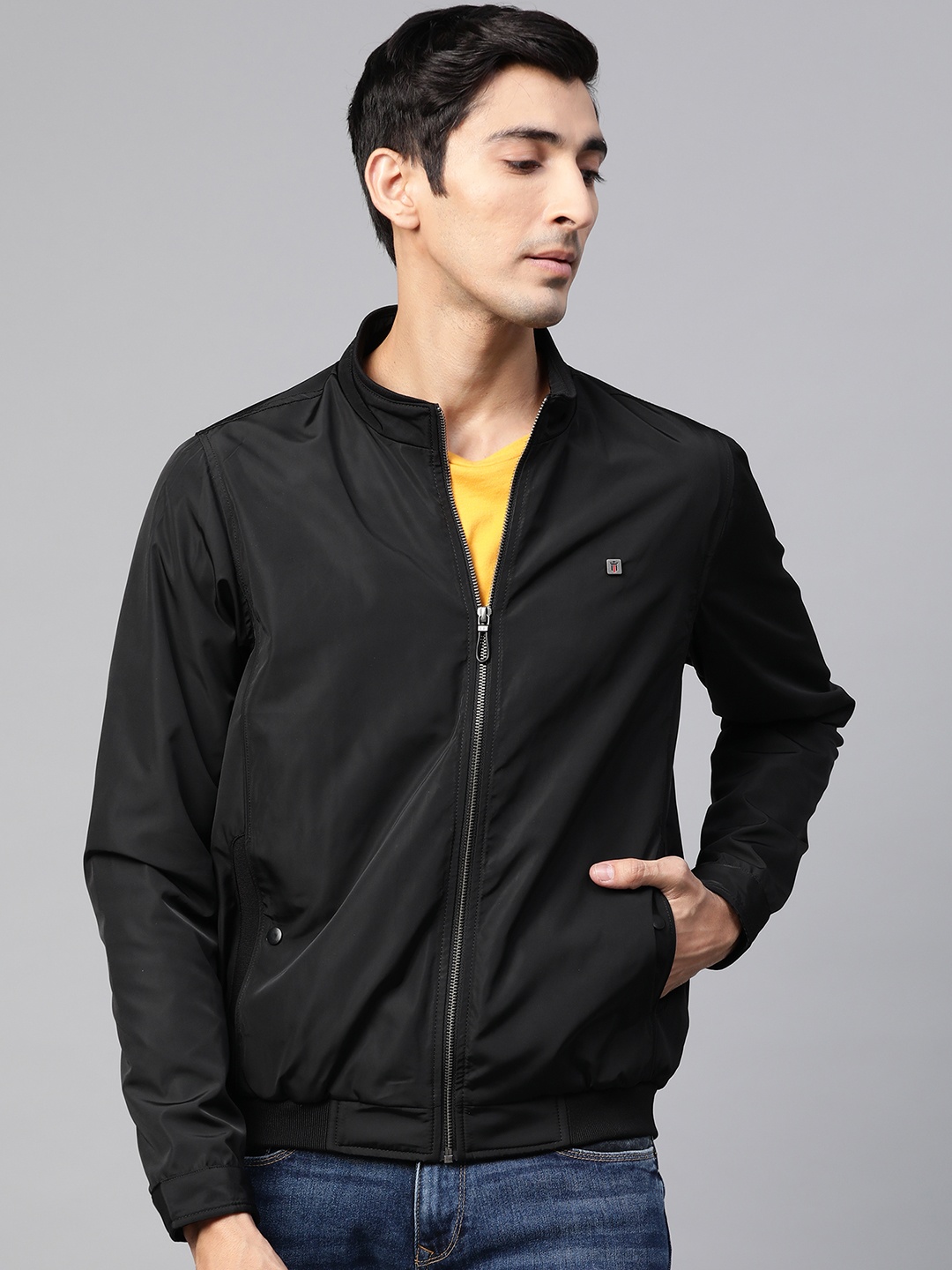

Louis Philippe Sport Men Black Solid Bomber Jacket