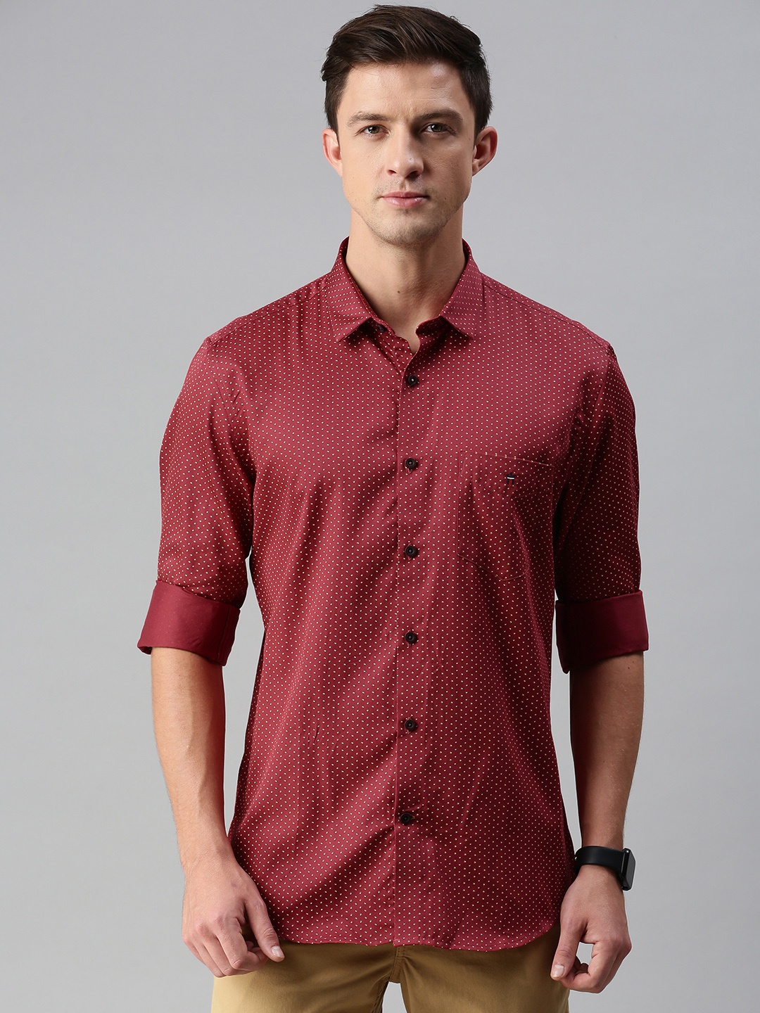 

Louis Philippe Sport Men Maroon & Beige Slim Fit Printed Casual Shirt