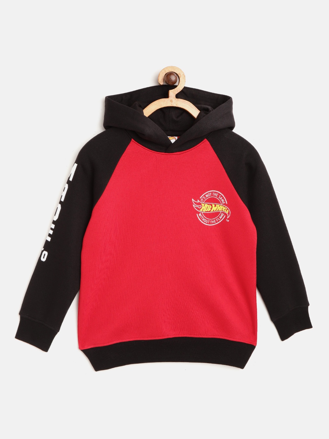 

toothless Boys Red & Black Solid Hot Wheels Hooded Sweatshirt