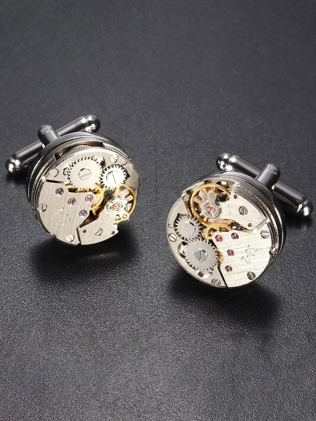 

YouBella Silver-Plated Skeleton Round Cufflinks
