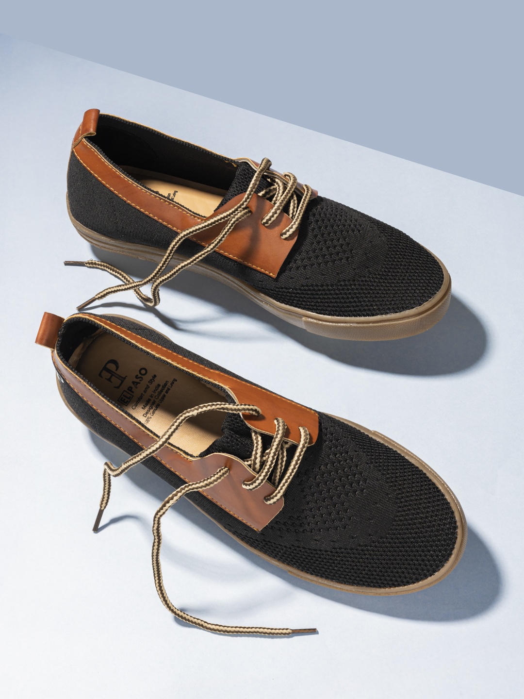 

El Paso Men Black Woven Design Sneakers