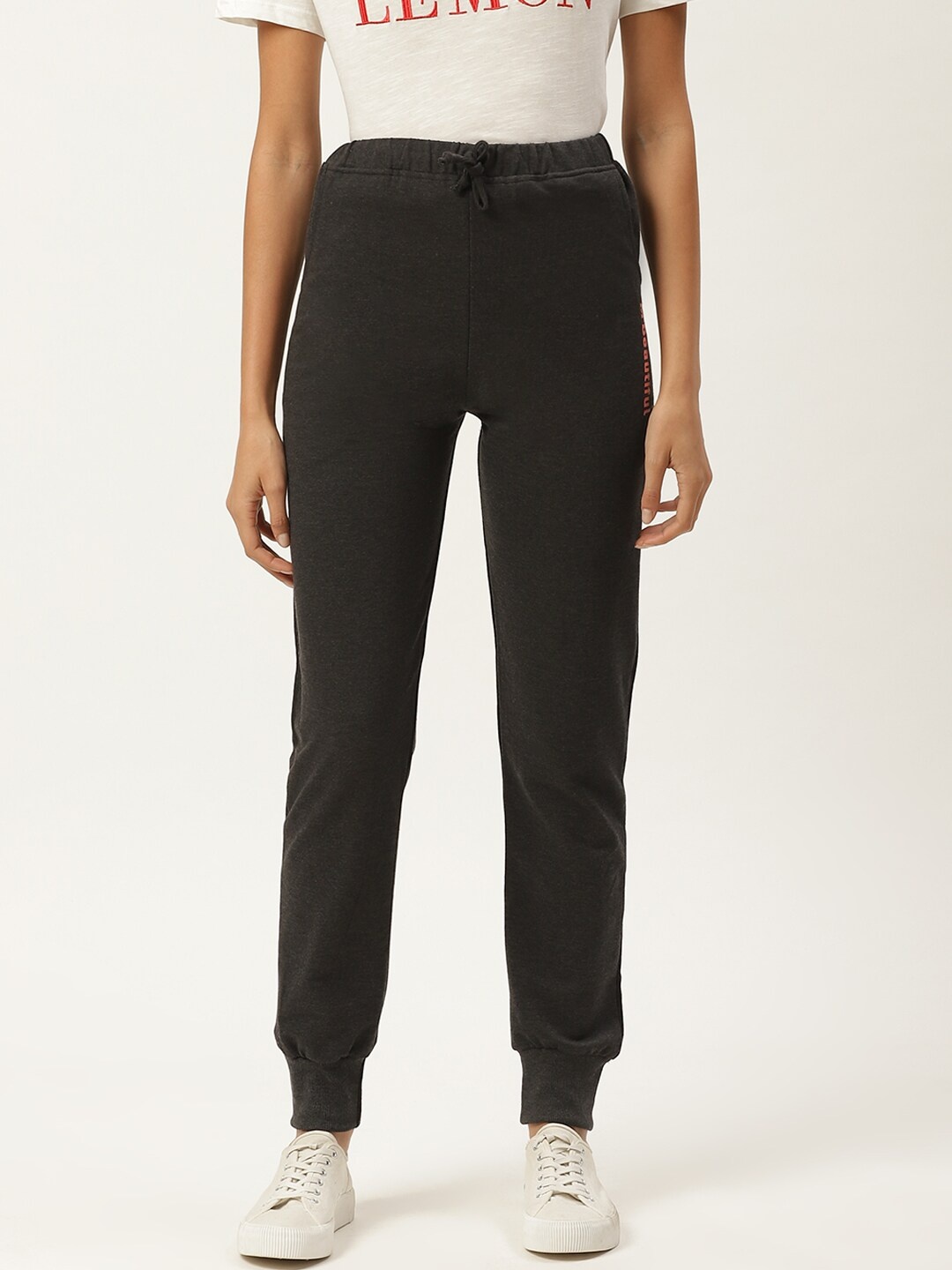 

MBeautiful Women Charcoal Grey Solid Straight Fit Joggers