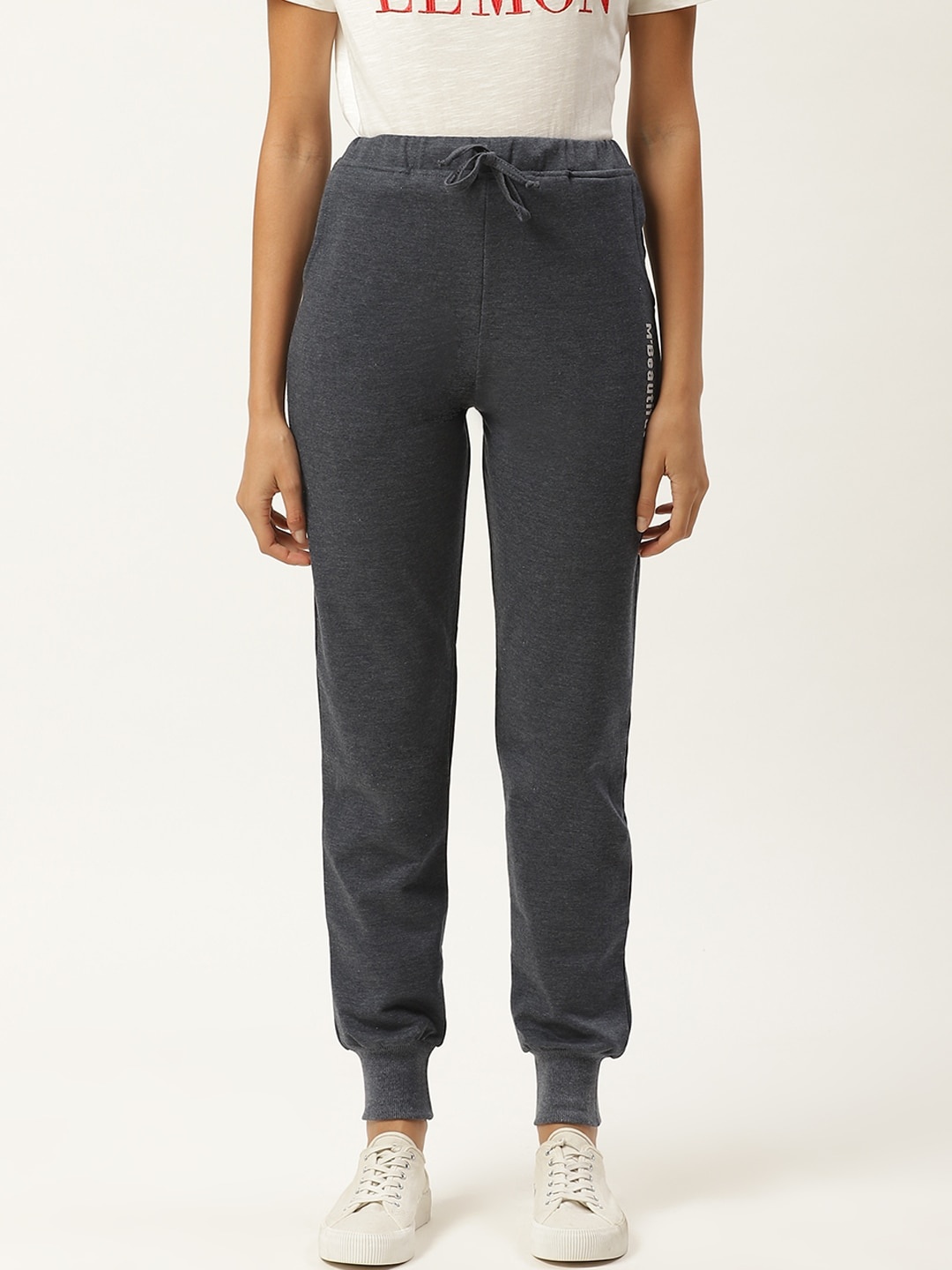 

MBeautiful Women Navy Blue Solid Straight Fit Joggers