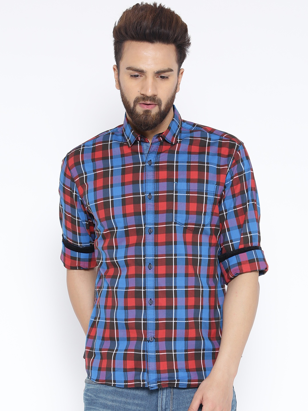 

Locomotive Red & Blue Checked Casual Shirt