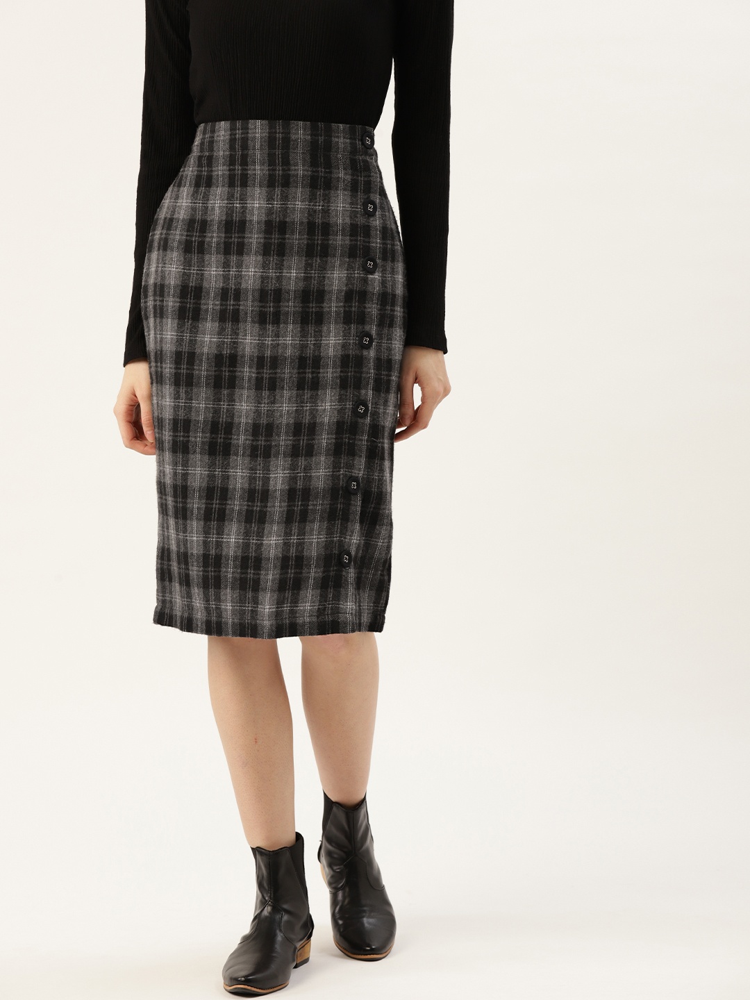 

Off Label Grey & Black Checked Pencil Skirt