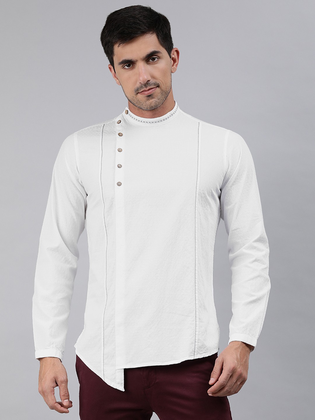 

Ethnix By Raymond Men White Dobby Pure Cotton Kurta