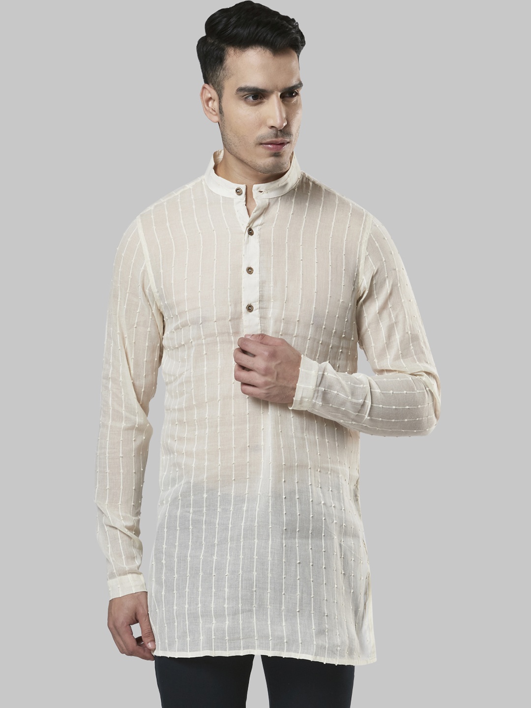 

Ethnix by Raymond Men Beige Pure Cotton Kurta