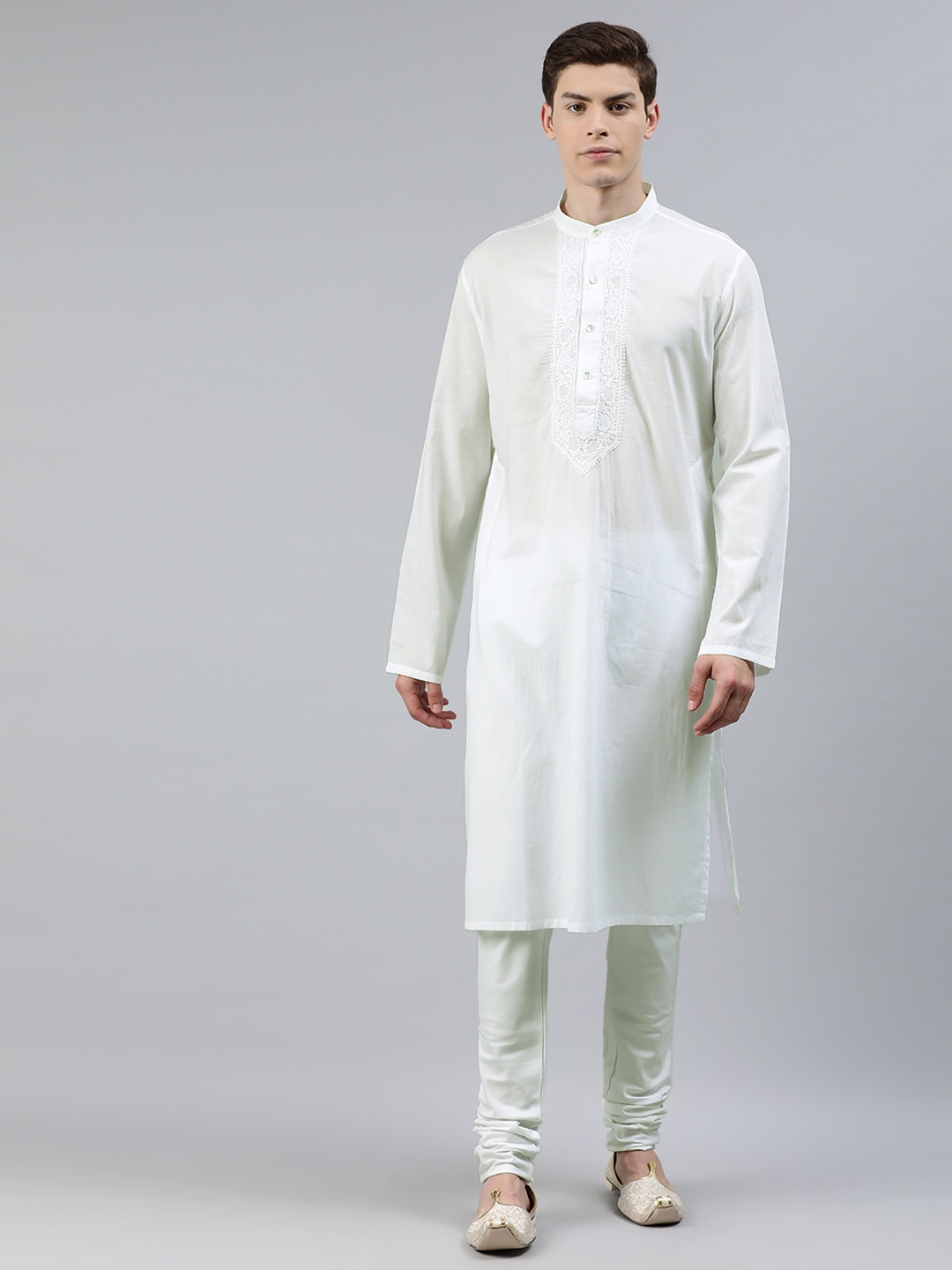 

Ethnix by Raymond Men White Embroidered Straight Kurta