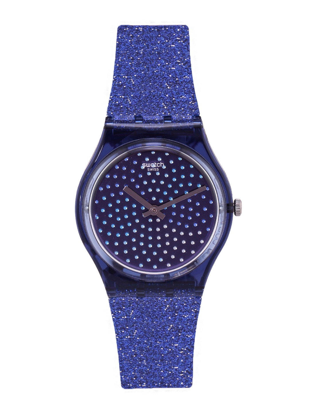 

Swatch Women Navy Blue Embellished Blumino Water Resistant Analogue Watch GN270